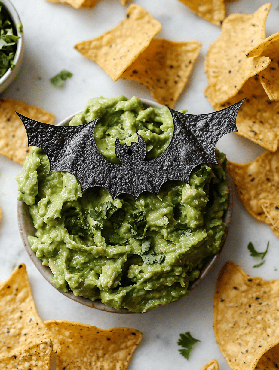 Spook-tacular Halloween Guacamole & Bat-Shaped Tortilla Chips