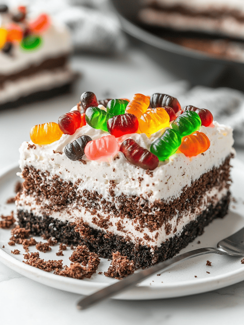 Spooky and Sticky: Halloween Dirt Cake with Gummy Worms